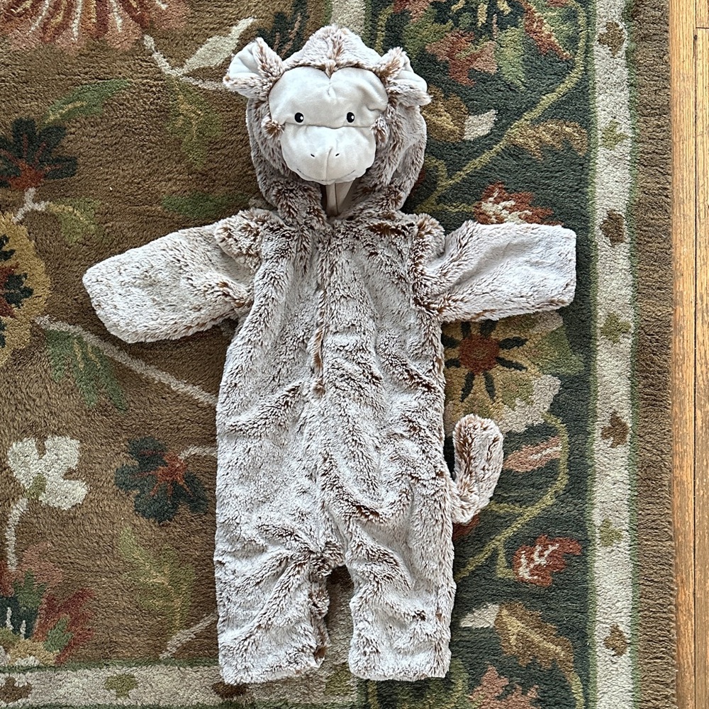 Pottery Barn Kids Plush Monkey Costume in Beige and Cream